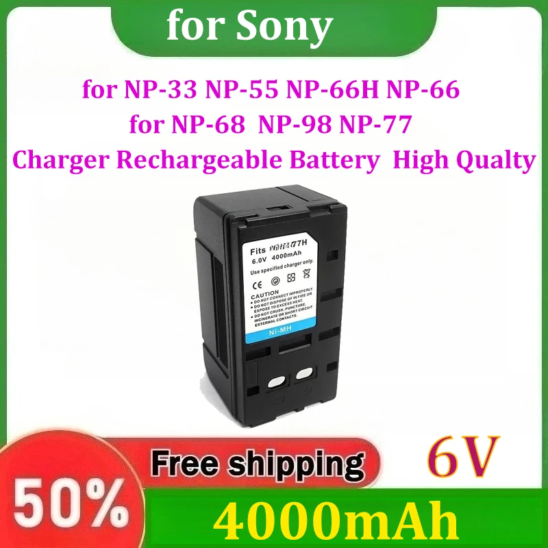 6V 4000mAh for Camera Battery for Sony NP-33 NP-55 NP-66H NP-66 NP-68 NP-98 NP-77 +Charger Rechargeable Battery High Qualty
6V 4000mAh for Camera Battery for Sony NP-33 NP-55 NP-66H NP-66 NP-68 NP-98 NP-77 +Charger Rechargeable Battery High Qualty