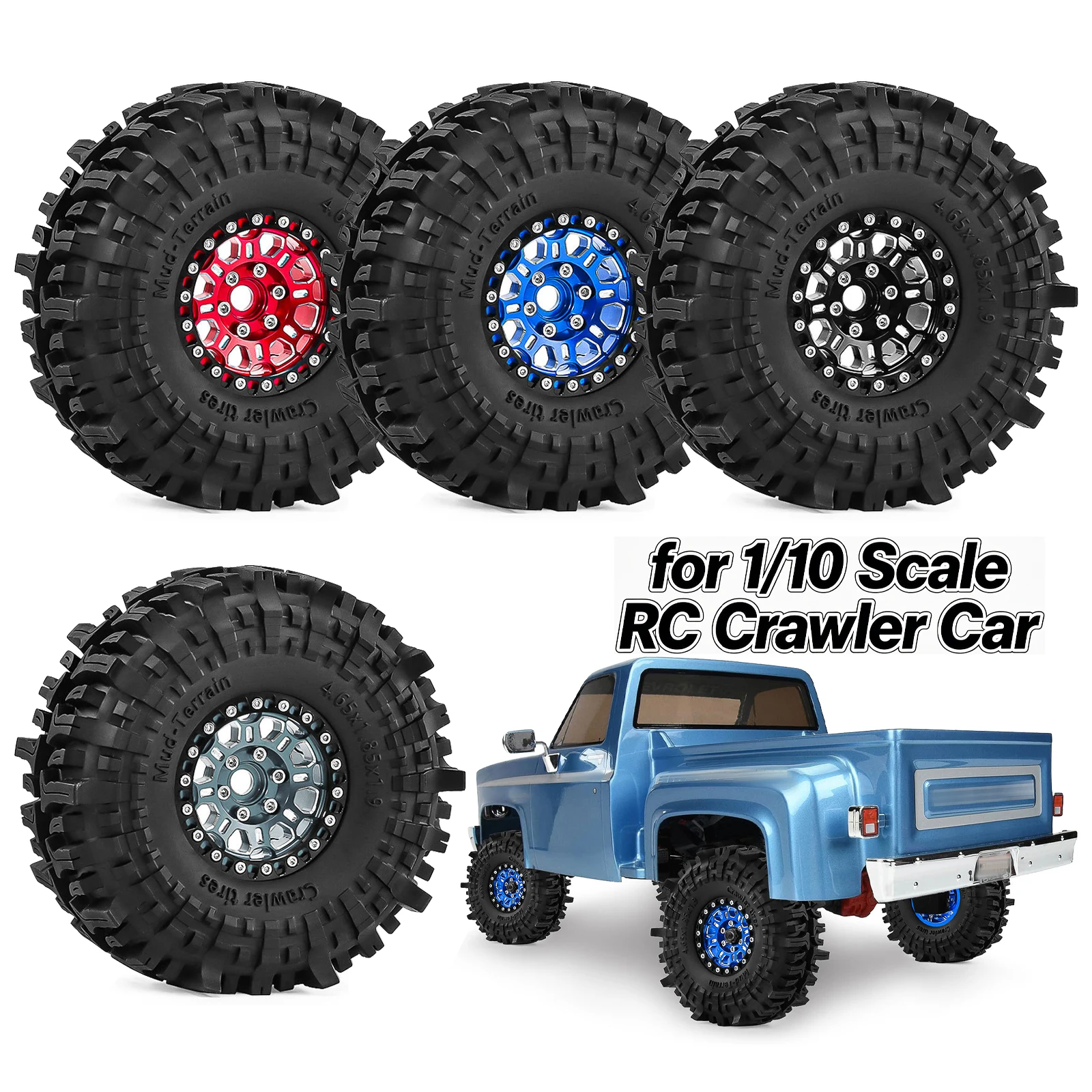 4pcs Metal 1.9 inch Beadlock Wheel Tire Set for 1/10 RC Crawler Car Axial SCX10 II 90046 III AXI03007 D90 Traxxas TRX4 6 Gen7/8
4pcs Metal 1.9 inch Beadlock Wheel Tire Set for 1/10 RC Crawler Car Axial SCX10 II 90046 III AXI03007 D90 Traxxas TRX4 6 Gen7/8