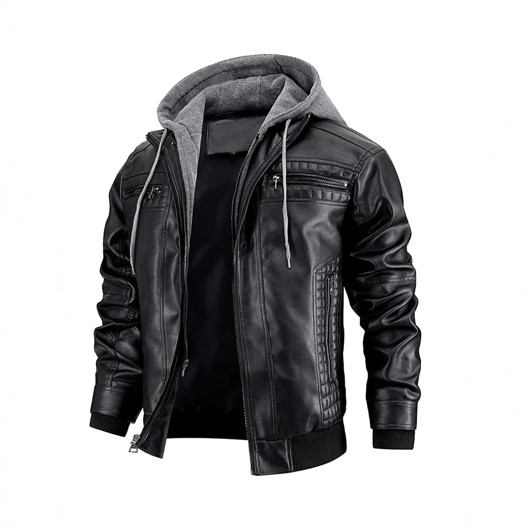 New High Quality Blazers Men's Casual PU Leather Jacket Male Hooded Moto Racer Leather Jackets Street Windproof Leather Jackets
New High Quality Blazers Men's Casual PU Leather Jacket Male Hooded Moto Racer Leather Jackets Street Windproof Leather Jackets
