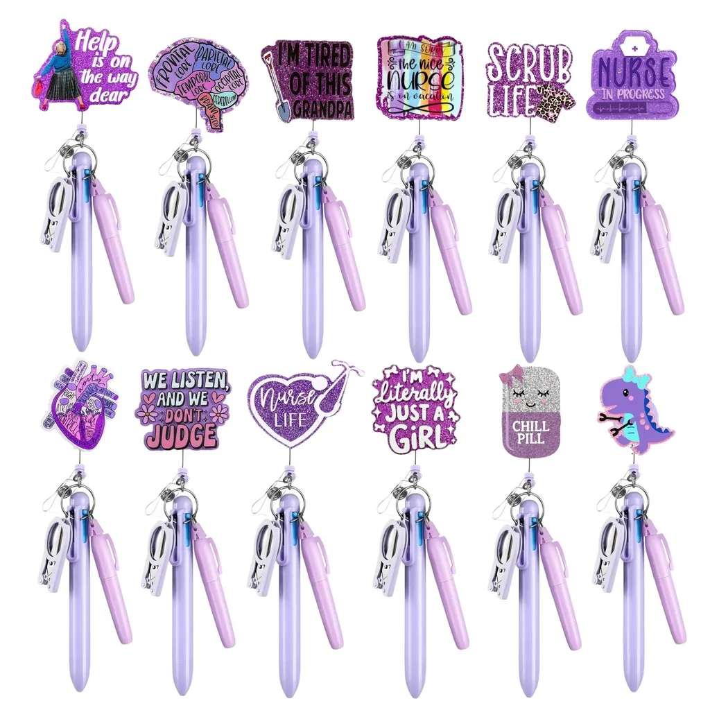 Purple Retractable Badge Reel Set With Portable Pen Folding Scissors Badge Accessories for Nurse RN Students
Purple Retractable Badge Reel Set With Portable Pen Folding Scissors Badge Accessories for Nurse RN Students