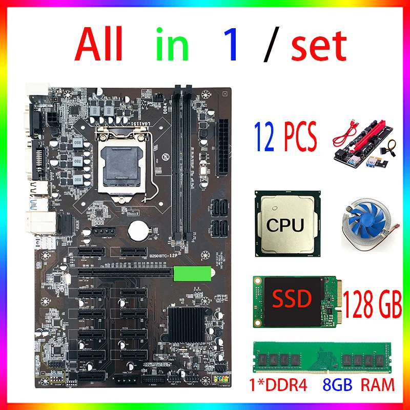 B250 mining motherboard combo set Lga 1151 motherboard for pc gaming with CPU motherboard kit gamer ddr4 B250 btc for rx 580 8GB
B250 mining motherboard combo set Lga 1151 motherboard for pc gaming with CPU motherboard kit gamer ddr4 B250 btc for rx 580 8GB