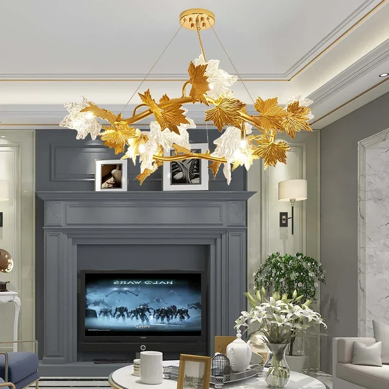 Designer light luxury maple leaf chandelier fashion creative model room branches living room bedroom dining room lamps
Designer light luxury maple leaf chandelier fashion creative model room branches living room bedroom dining room lamps