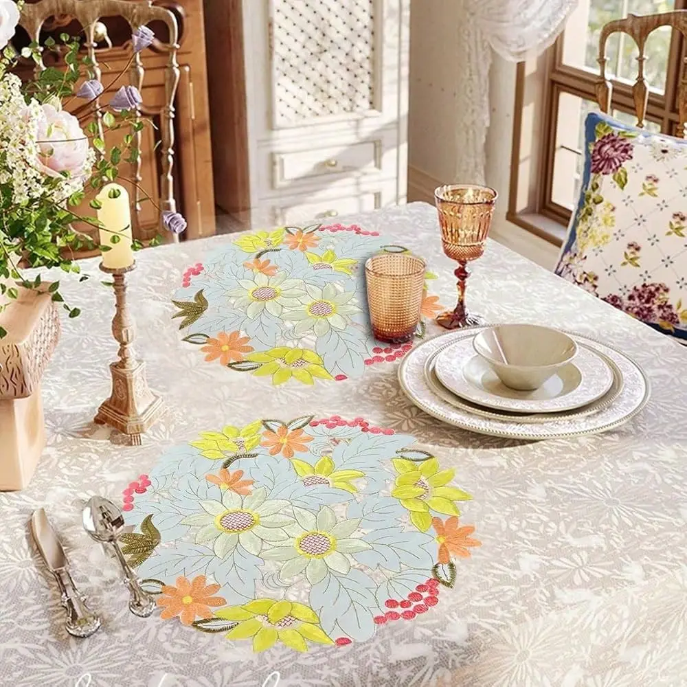 Placemats Cutwork Sunflower Summer Autumn Fall Fabric Table Doily For Holiday Parties Home Decor Kitchen Coffee Table Decoratio
Placemats Cutwork Sunflower Summer Autumn Fall Fabric Table Doily For Holiday Parties Home Decor Kitchen Coffee Table Decoratio