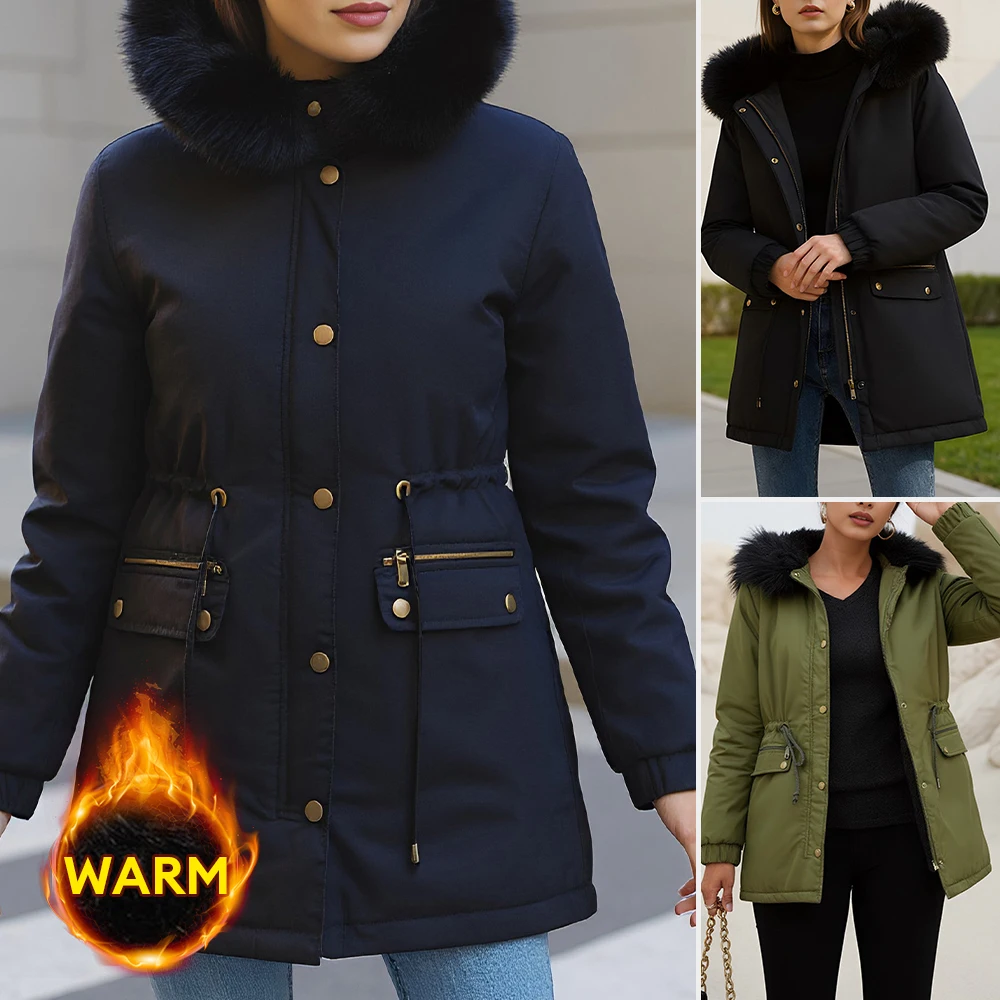 2025 New Women Winter Jacket Long Coat Casual Parkas Big fur collar Wool Liner Hooded Outwear Cotton Warm Coats Female
2025 New Women Winter Jacket Long Coat Casual Parkas Big fur collar Wool Liner Hooded Outwear Cotton Warm Coats Female