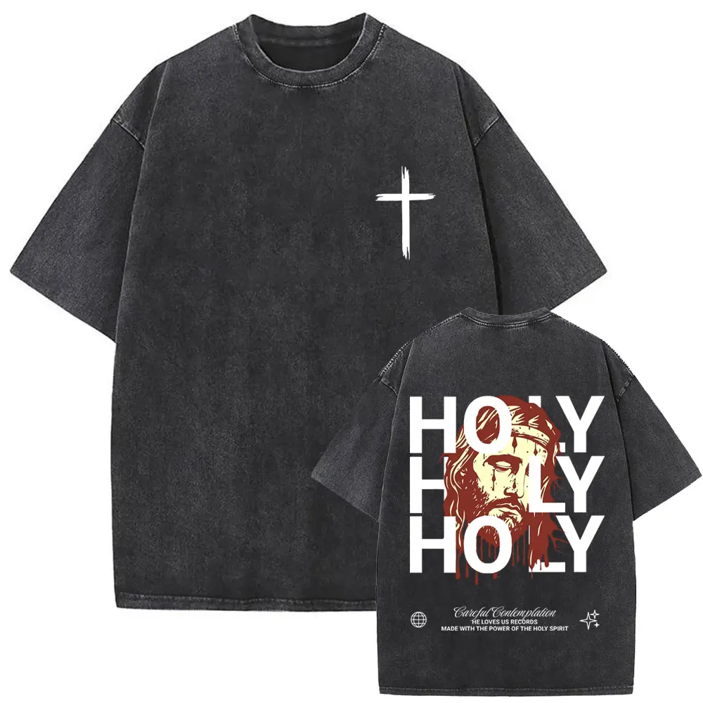 Washed Vintage Christian Holy Jesus Double Sided Print T Shirt Men Casual Cotton Retro Short Sleeve Oversized T-shirt Streetwear
Washed Vintage Christian Holy Jesus Double Sided Print T Shirt Men Casual Cotton Retro Short Sleeve Oversized T-shirt Streetwear