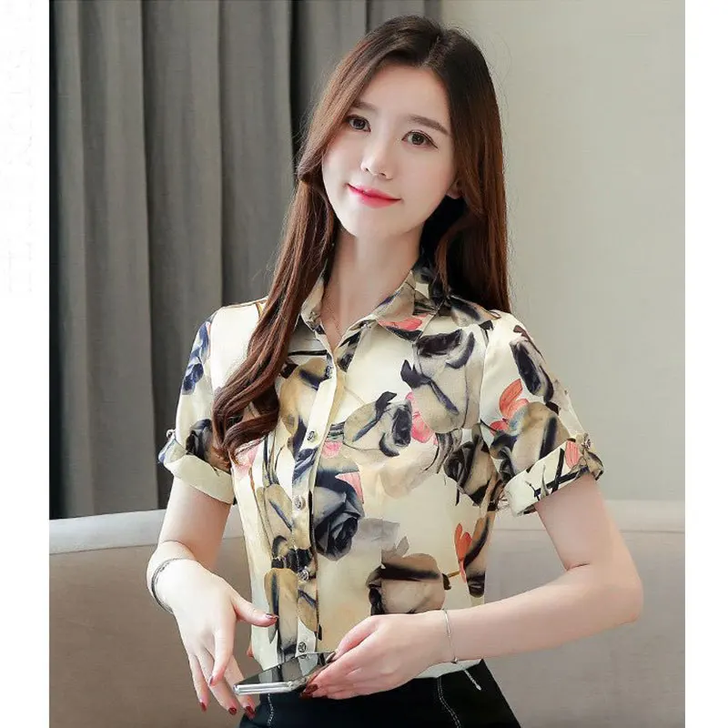 Women Clothes Summer Thin Fashion Simplicity Printing Short Sleeve Shirts Women's Elegant Temperament All-match Casual Tops
Women Clothes Summer Thin Fashion Simplicity Printing Short Sleeve Shirts Women's Elegant Temperament All-match Casual Tops