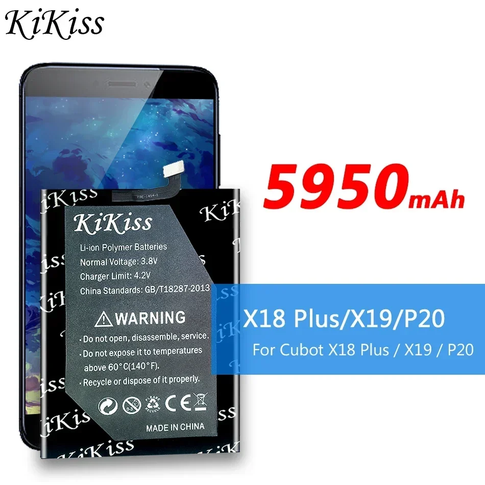 KiKiss 5950 мАч для Cubot X18 Plus, сменная батарея большой емкости для Cubot X19 Cubot P20, батарея
KiKiss 5950 мАч для Cubot X18 Plus, сменная батарея большой емкости для Cubot X19 Cubot P20, батарея