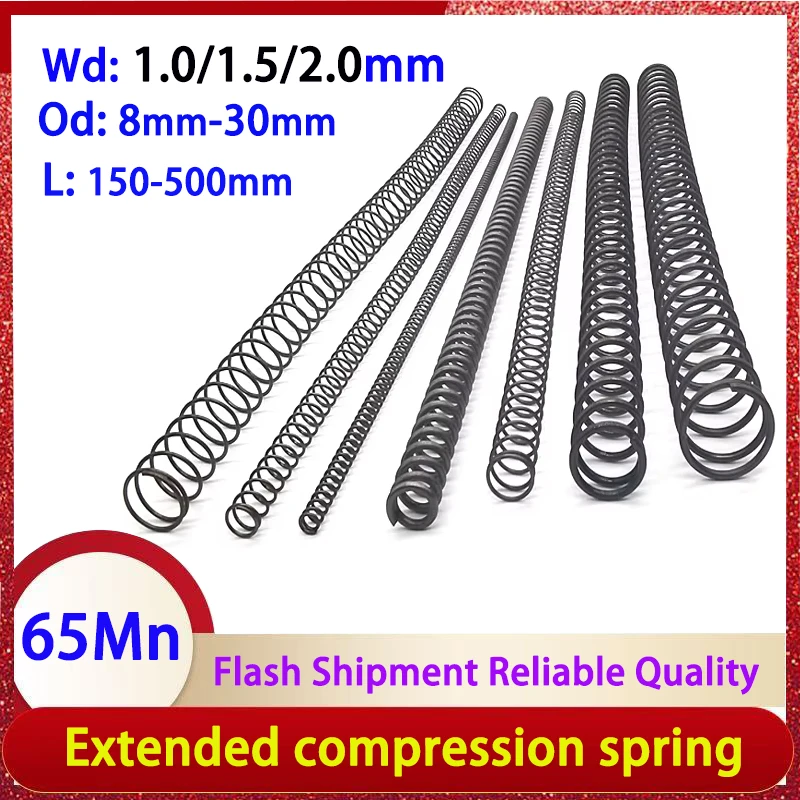 65Mn Wire Diameter 1.0mm/1.5mm/2.0mm Compression Spring Spring Steel Extended Extra Long Shock Absorber Spring Pressure Springs
65Mn Wire Diameter 1.0mm/1.5mm/2.0mm Compression Spring Spring Steel Extended Extra Long Shock Absorber Spring Pressure Springs