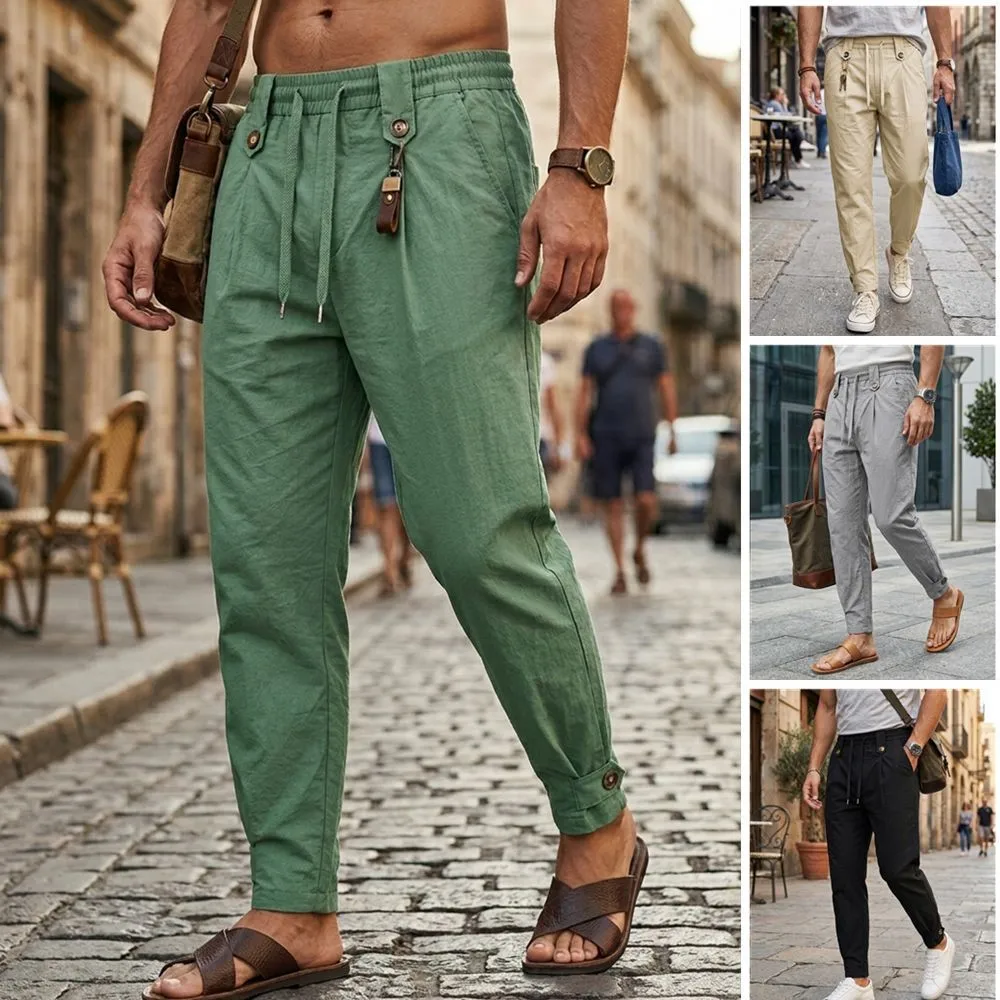 Men's Summer Baggy Pants Wide Leg Trousers Drawstring Waist Casual Loose Fit Pants Olive Green Cargo Pants Black Roll-up Cuff
Men's Summer Baggy Pants Wide Leg Trousers Drawstring Waist Casual Loose Fit Pants Olive Green Cargo Pants Black Roll-up Cuff