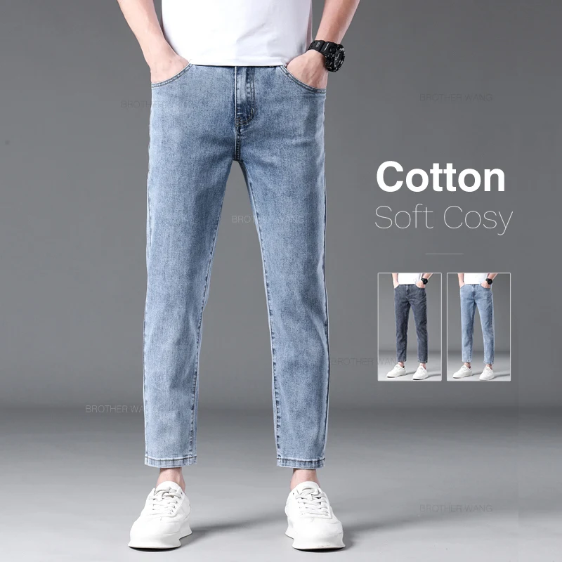 2024 Summer New Men's Cotton Stretch Slim Jeans Fashion Casual Comfortable Light Blue Denim Ankle-Length Pants Male
2024 Summer New Men's Cotton Stretch Slim Jeans Fashion Casual Comfortable Light Blue Denim Ankle-Length Pants Male
