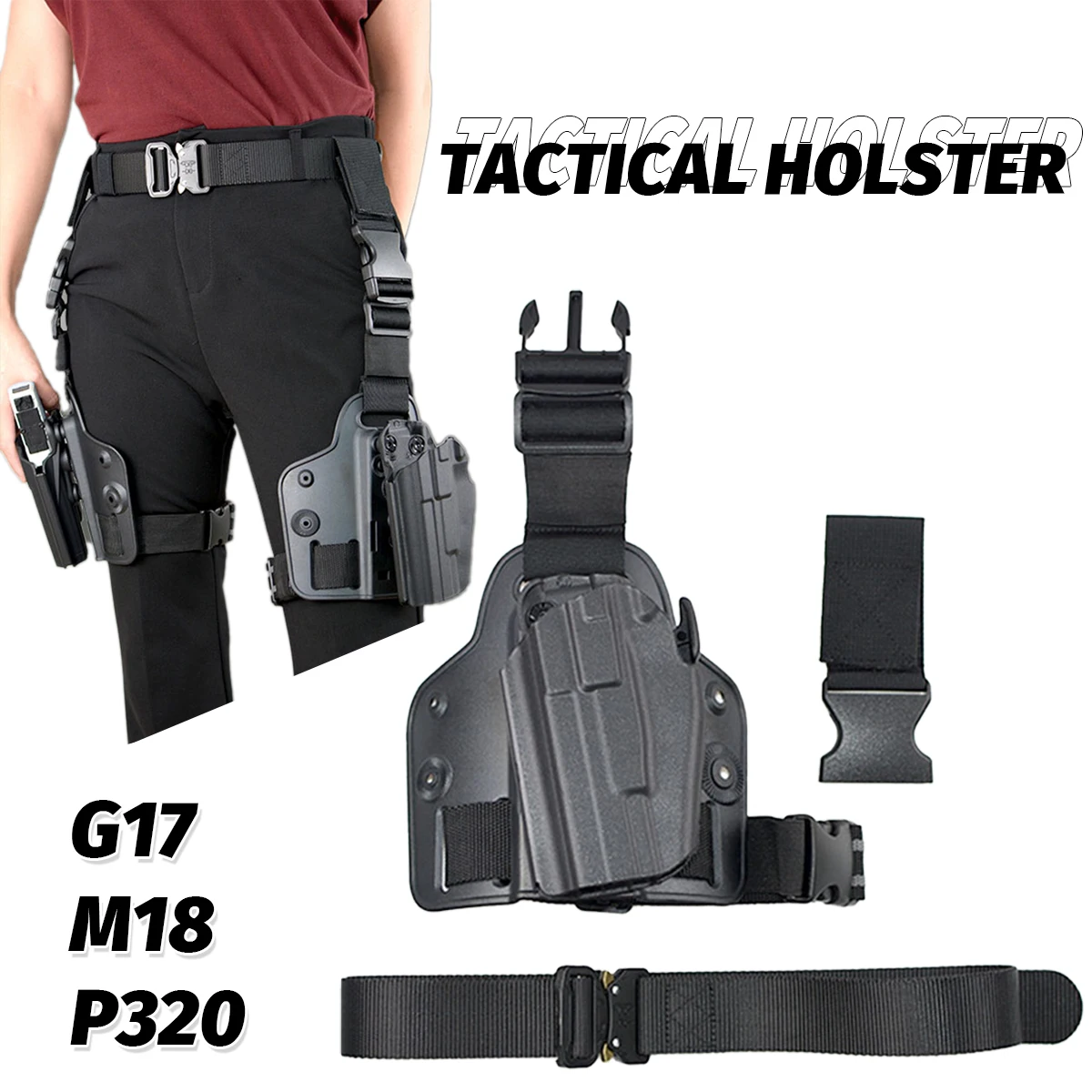 Tactical Drop Leg Gun Holster Left Right Thigh Pistol Holster Cs Airsoft Shooting Game Hunting Equipment for P320 M18 2011 G17
Tactical Drop Leg Gun Holster Left Right Thigh Pistol Holster Cs Airsoft Shooting Game Hunting Equipment for P320 M18 2011 G17