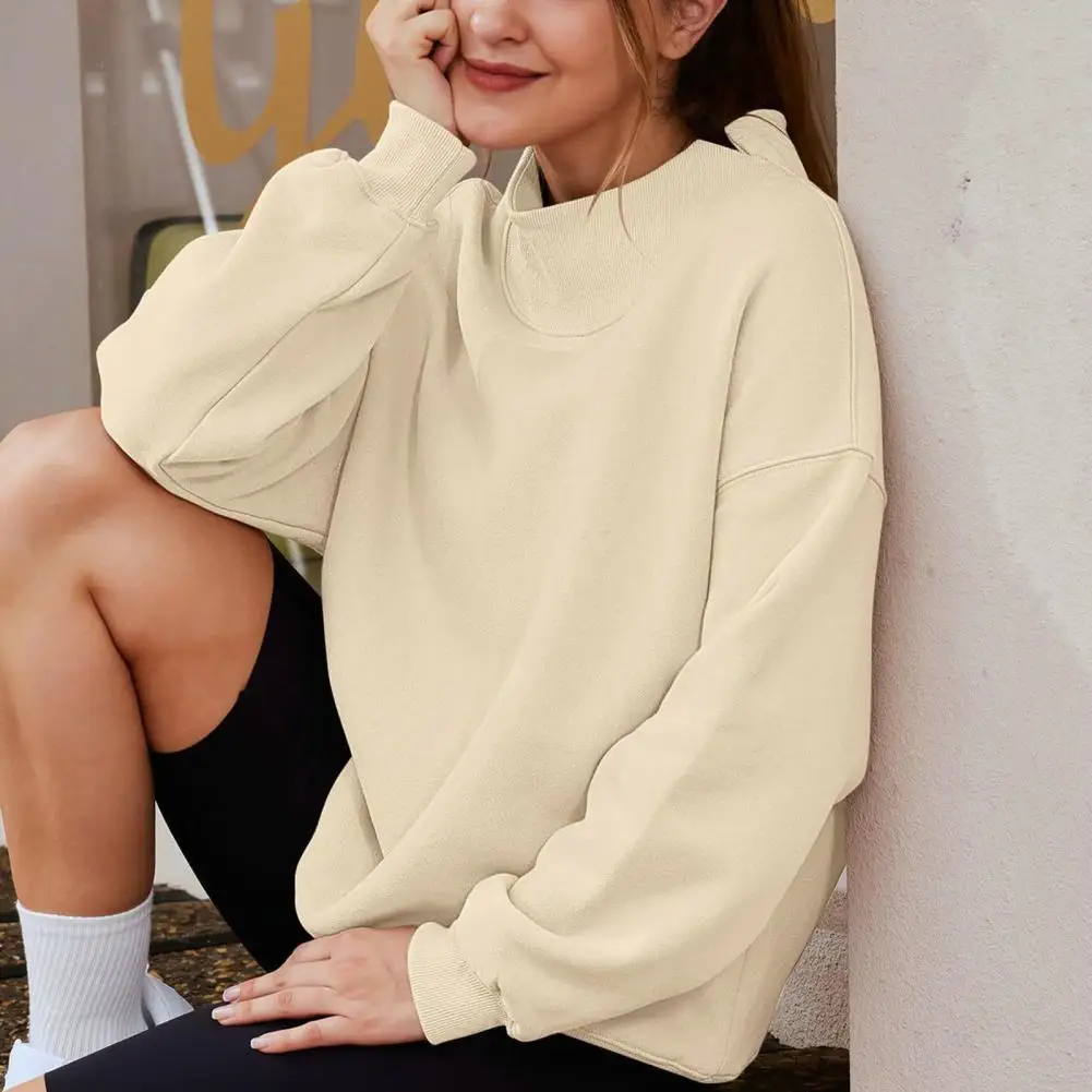 Solid Color Sweatshirt Cozy High Collar Sweatshirt for Women Warm Plush Pullover with Elastic Cuffs Mid-length Sports for Fall
Solid Color Sweatshirt Cozy High Collar Sweatshirt for Women Warm Plush Pullover with Elastic Cuffs Mid-length Sports for Fall