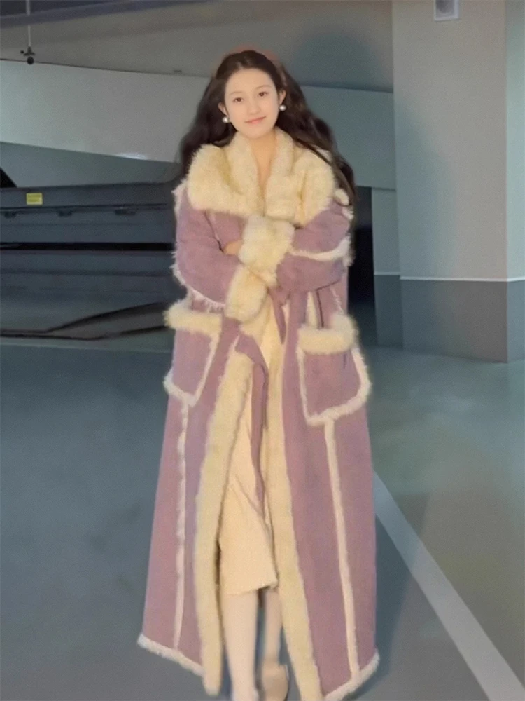 Warm Purple Cotton Jacket Women's Style Winter Outerwear Thickened V-Neck Long Sleeve High Waist Commute Fashion Furry Coat
Warm Purple Cotton Jacket Women's Style Winter Outerwear Thickened V-Neck Long Sleeve High Waist Commute Fashion Furry Coat