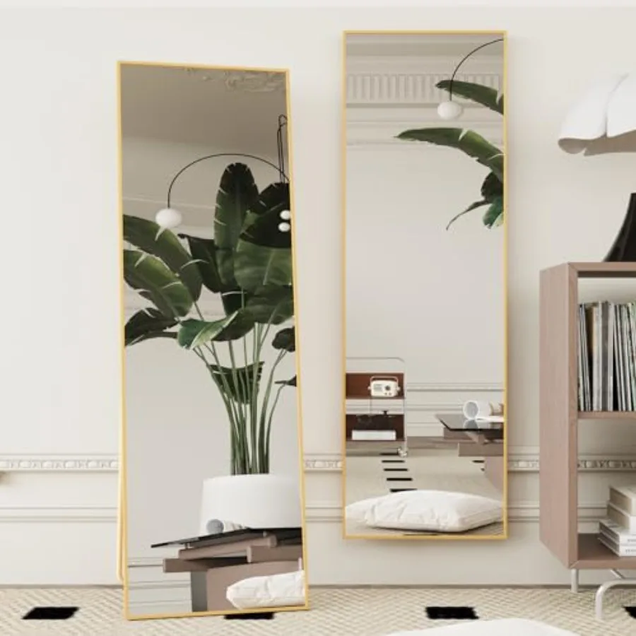 59" x 16" Tall Full Length Mirror with Stand Gold Wall Mounting Full Body Mirror Metal Frame Full-Length Tempered Mirror for Li
59" x 16" Tall Full Length Mirror with Stand Gold Wall Mounting Full Body Mirror Metal Frame Full-Length Tempered Mirror for Li