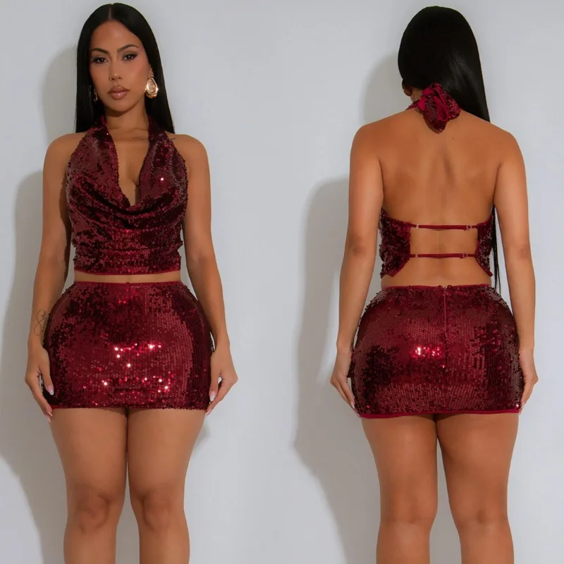 HLJ Sexy Sequin Patchwork Bodycon 2 Pieces Set for Woman Outfit Deep V-neck Backless Crop Tops and Skirt Female Streetwear New
HLJ Sexy Sequin Patchwork Bodycon 2 Pieces Set for Woman Outfit Deep V-neck Backless Crop Tops and Skirt Female Streetwear New