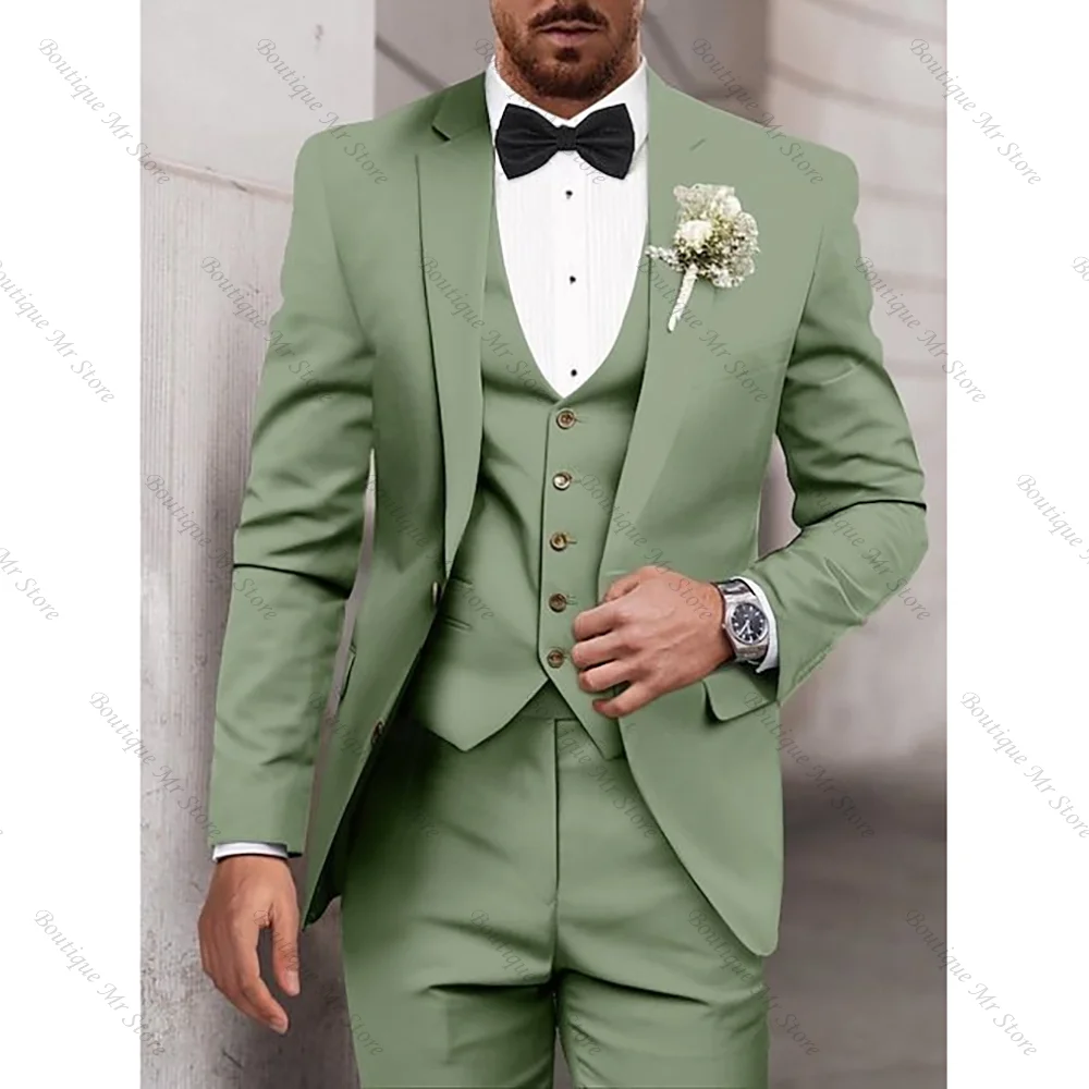 Chic Green Men Suit Single-breasted Peak Lapel 3 Pieces(Jacket+Pants+Vest) Male Formal Wedding Party Set
Chic Green Men Suit Single-breasted Peak Lapel 3 Pieces(Jacket+Pants+Vest) Male Formal Wedding Party Set