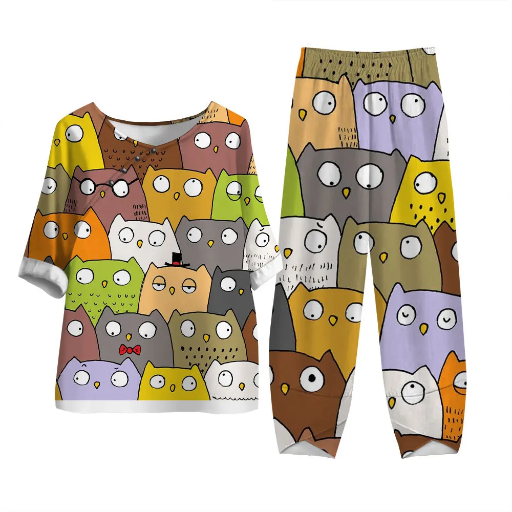 Cute Cartoon Animal 3D Print Women's Two Pieces Set Loose Short Sleeve Shirt Tops High Waist Pants Outfits Ladies Suits Clothing
Cute Cartoon Animal 3D Print Women's Two Pieces Set Loose Short Sleeve Shirt Tops High Waist Pants Outfits Ladies Suits Clothing