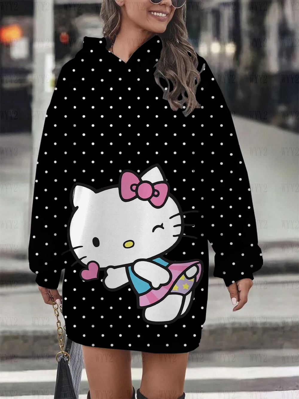 Spring and autumn women's hooded sweater dress cartoon Hello Kitty print hooded long sleeve dress fashion street style clothing
Spring and autumn women's hooded sweater dress cartoon Hello Kitty print hooded long sleeve dress fashion street style clothing