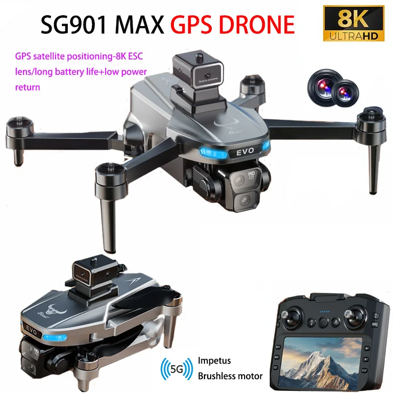 SG901MAX GPS Дрон 8K Профессиональная двойная камера HD с экраном 5G WIFI 360 ° Бесщеточный складной квадрокоптер для предотвращения препятствий
SG901MAX GPS Дрон 8K Профессиональная двойная камера HD с экраном 5G WIFI 360 ° Бесщеточный складной квадрокоптер для предотвращения препятствий