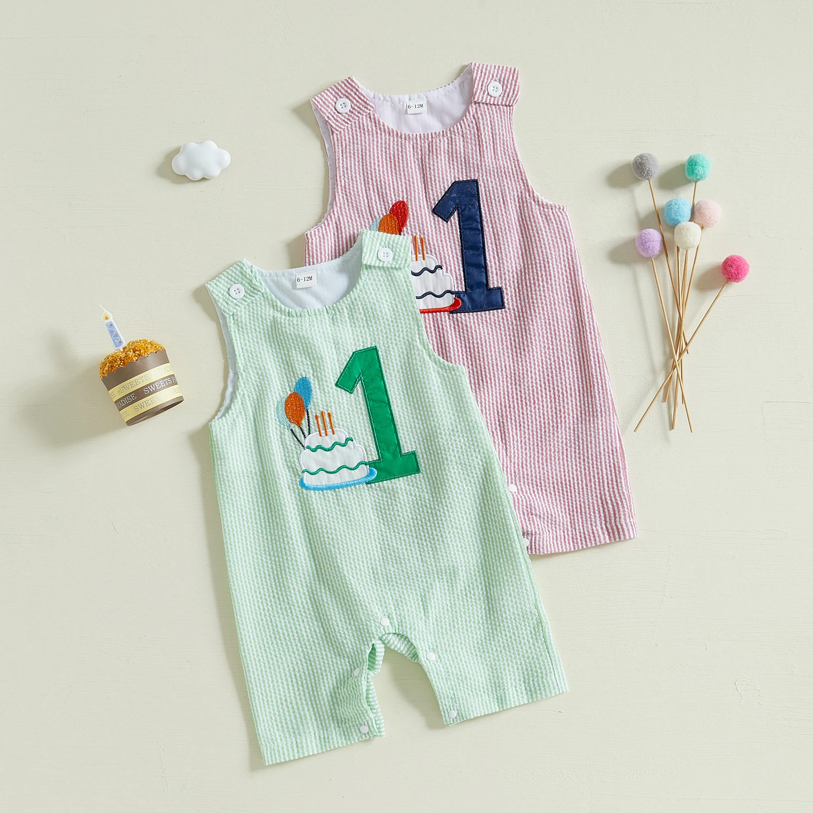 Baby Boy Overalls, Embroidery Cake Striped Jumpsuit Birthday Clothes for Casual Daily
Baby Boy Overalls, Embroidery Cake Striped Jumpsuit Birthday Clothes for Casual Daily