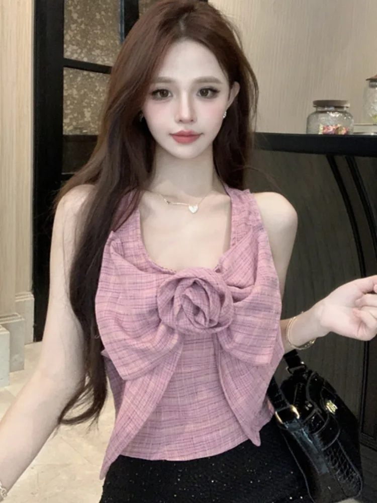 Rose Knot Strap Vest Women's Outerwear Sweet Plaid Summer Slimming Sleeveless Top Short Sexy Korean Style Commute Wind
Rose Knot Strap Vest Women's Outerwear Sweet Plaid Summer Slimming Sleeveless Top Short Sexy Korean Style Commute Wind
