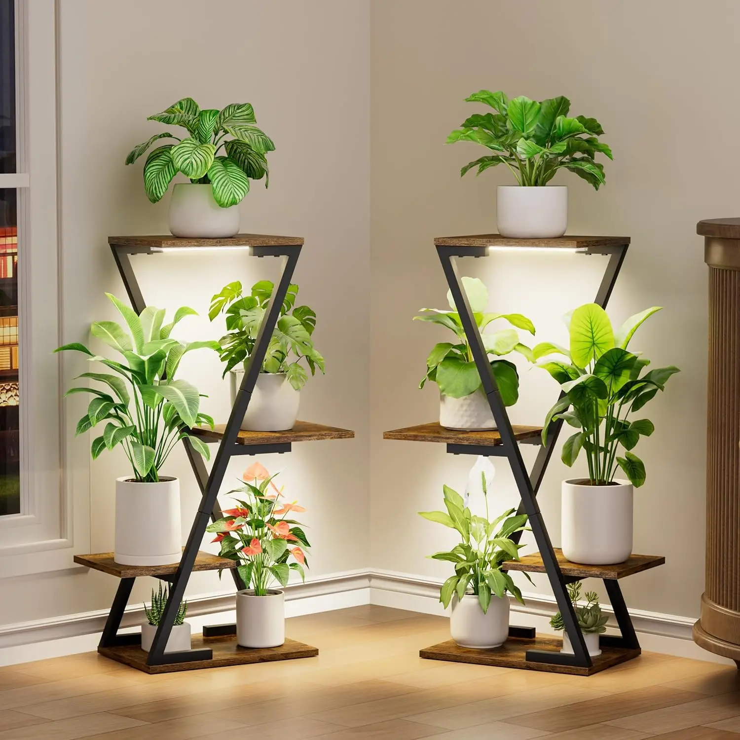 32" Tall Black Z-Shape Plant Stand with Grow Lights, 6 Tiered Shelf for Indoor Plants, Living Room Decor
32" Tall Black Z-Shape Plant Stand with Grow Lights, 6 Tiered Shelf for Indoor Plants, Living Room Decor