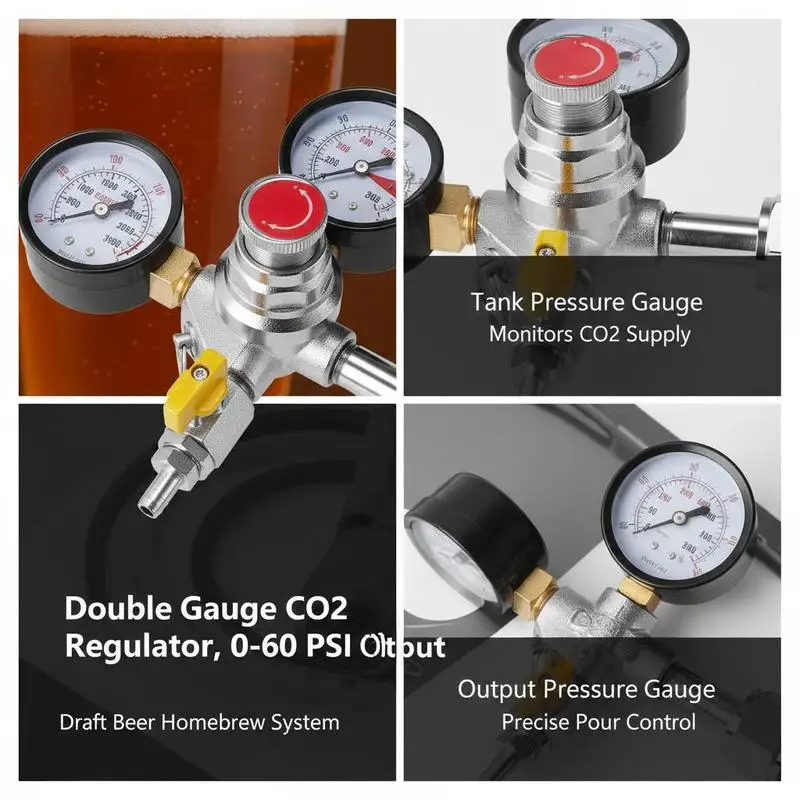 Pressure Reducing Valve CGA320 For Home Brewing Draft Beer Kegerator, 0-60PSI Heavy Duty Gas Control System Adjustable Double
Pressure Reducing Valve CGA320 For Home Brewing Draft Beer Kegerator, 0-60PSI Heavy Duty Gas Control System Adjustable Double