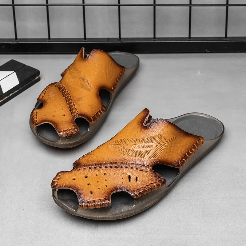 Fashion Mens Sandals Genuine Leather Summer Beach Slippers Male Non-Slip Soft Comfortable Outdoor Shoes High Quality Man Sandals
Fashion Mens Sandals Genuine Leather Summer Beach Slippers Male Non-Slip Soft Comfortable Outdoor Shoes High Quality Man Sandals