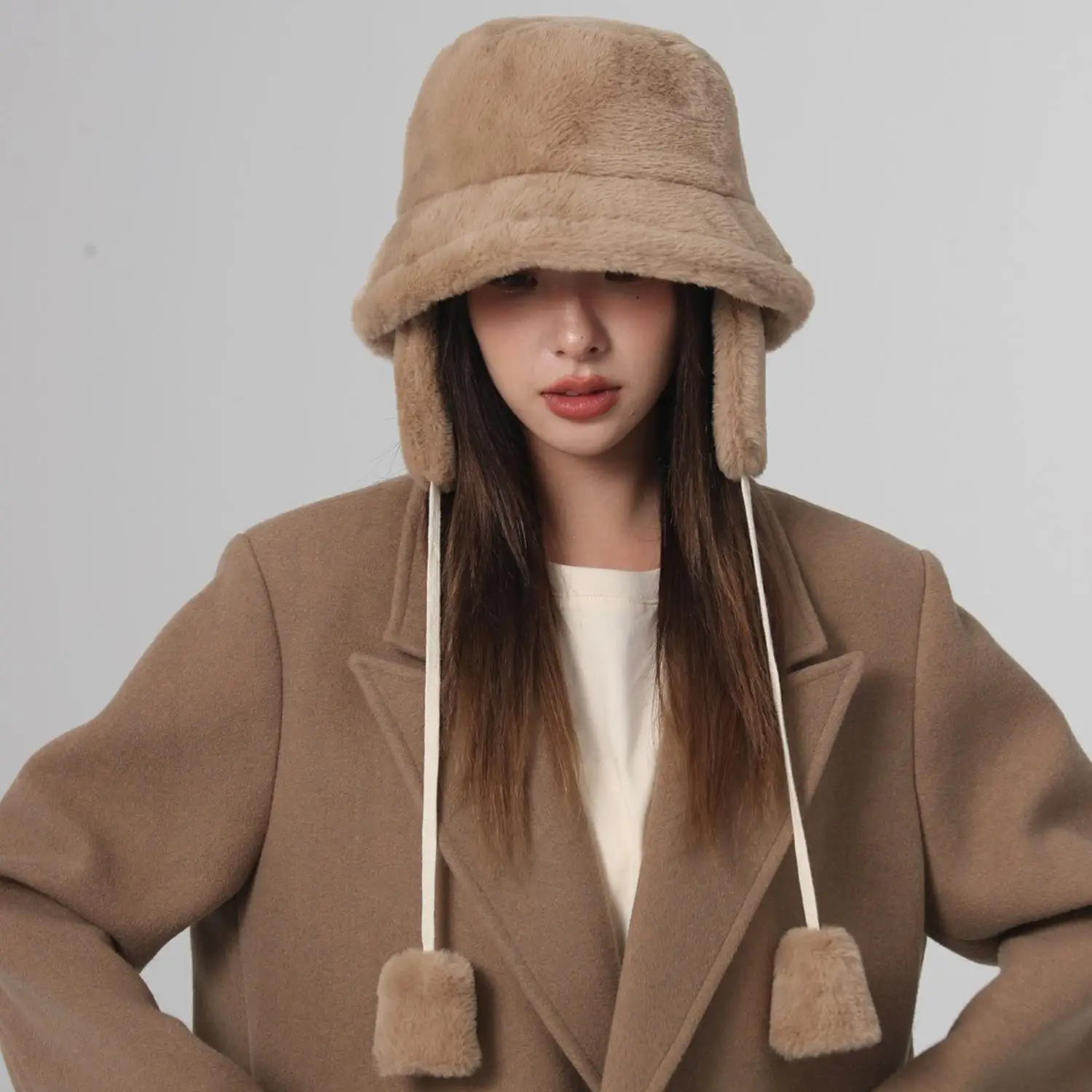 Winter Warm Bucket Hat with Earflap Solid Color Thicken Plush Ear Protection Cap Women Warm Faux Fur Earmuff Hats
Winter Warm Bucket Hat with Earflap Solid Color Thicken Plush Ear Protection Cap Women Warm Faux Fur Earmuff Hats