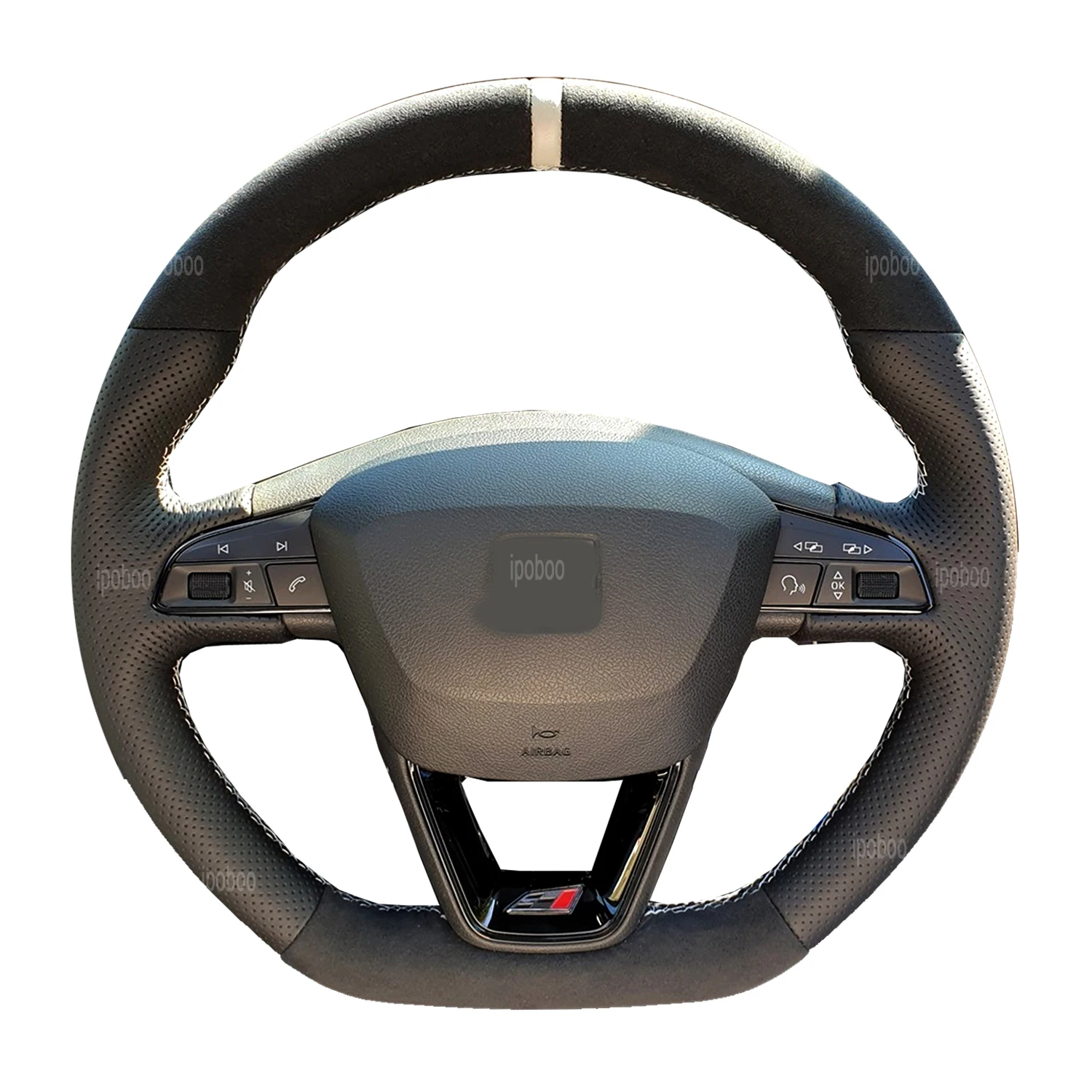 For Seat Leon Cupra R Leon ST Cupra Leon ST Cupra Suede&Hole PU Leather White Thread Steering Wheel Hand Sewing Wrap Cover Fit
For Seat Leon Cupra R Leon ST Cupra Leon ST Cupra Suede&Hole PU Leather White Thread Steering Wheel Hand Sewing Wrap Cover Fit