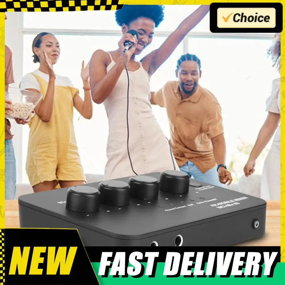 Portable Karaoke Microphone Mixer 3.5mm AUX BT Connection Dual Mic Inputs Digital Audio Mixer for DJ Sound Home Party & Theater
Portable Karaoke Microphone Mixer 3.5mm AUX BT Connection Dual Mic Inputs Digital Audio Mixer for DJ Sound Home Party & Theater