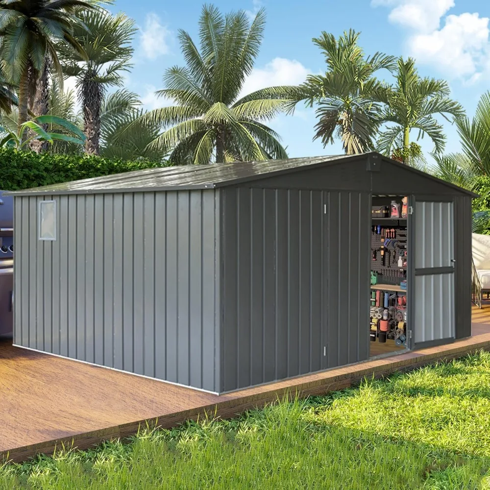 Domi 11x12.5FT Outdoor Storage Shed, Large Size Metal Outdoor Storage Cabinet with Lockable Doors, Windows, Galvanized
Domi 11x12.5FT Outdoor Storage Shed, Large Size Metal Outdoor Storage Cabinet with Lockable Doors, Windows, Galvanized
