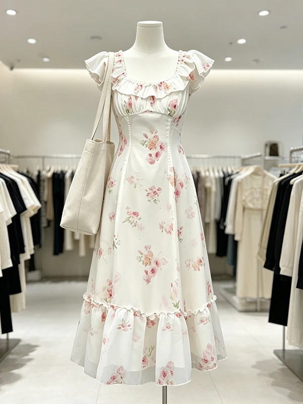 Romantic Large Size Floral Print Dress Slimming Waist Short Sleeve French Style Women's Summer Casual Fashion Dress
Romantic Large Size Floral Print Dress Slimming Waist Short Sleeve French Style Women's Summer Casual Fashion Dress