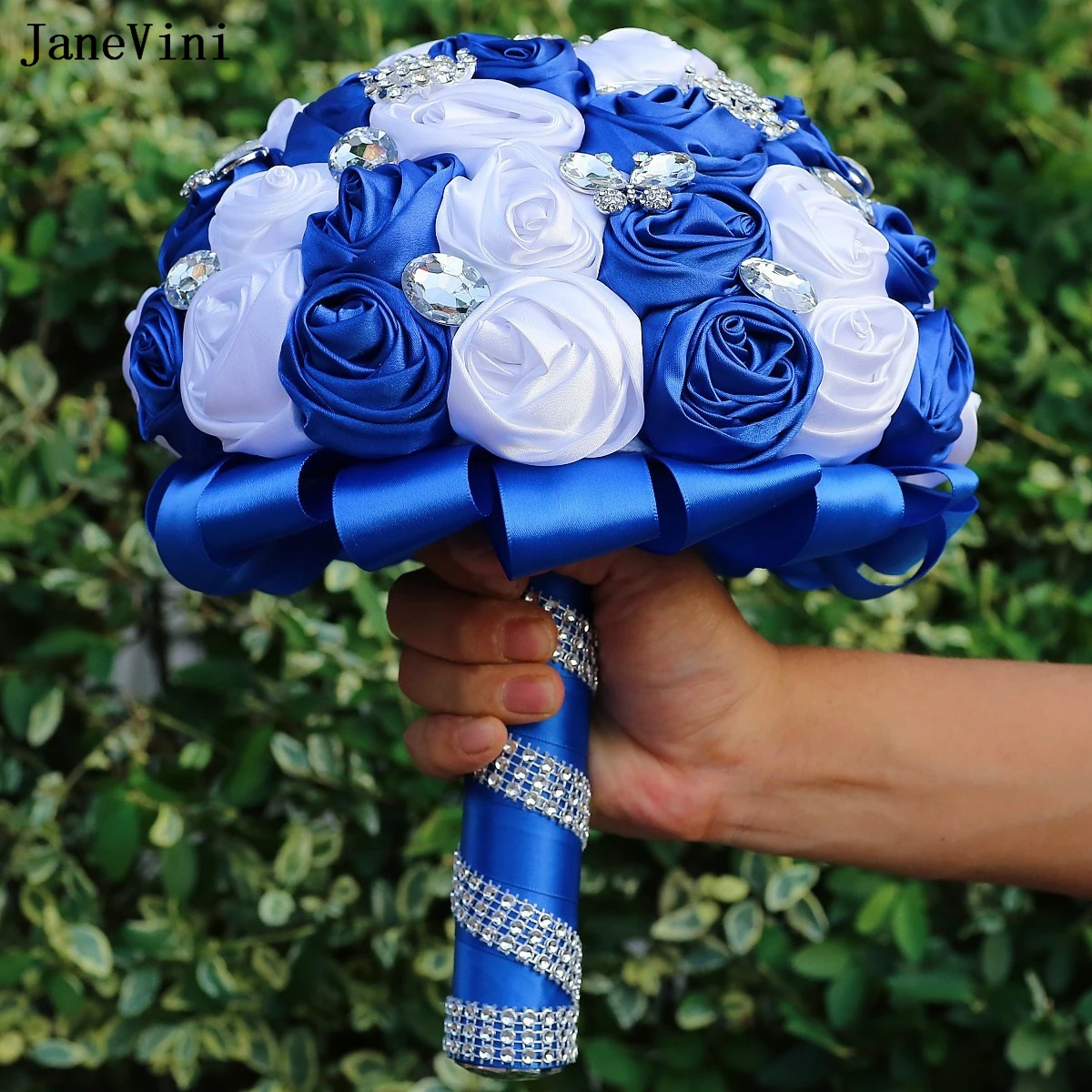 JaneVini New Luxury Silver Diamond Royal Blue White Bridal Holding Bouquets Artificial Satin Roses Wedding Bride Flowers Bouquet
JaneVini New Luxury Silver Diamond Royal Blue White Bridal Holding Bouquets Artificial Satin Roses Wedding Bride Flowers Bouquet
