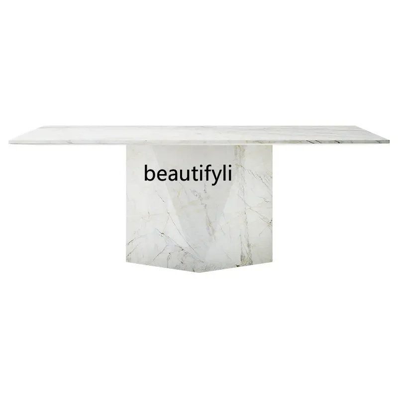 R11 Natural Marble Luxury Stone Dining Tables and Chairs Set Modern Light Luxury Italian High-End Creative High-End Rectangular
R11 Natural Marble Luxury Stone Dining Tables and Chairs Set Modern Light Luxury Italian High-End Creative High-End Rectangular