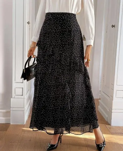 Skirt for Women 2025 Spring Autumn New Elegant Polka Dot Print Ruffles Decor High Waist Casual Bag Hip Long Skirt Women's Wear
Skirt for Women 2025 Spring Autumn New Elegant Polka Dot Print Ruffles Decor High Waist Casual Bag Hip Long Skirt Women's Wear