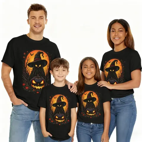 Scary Halloween T-Shirt Unisex Cotton Tee Creepy Scarecrow Design Autumn Festival Clothing Fall Atmosphere Top