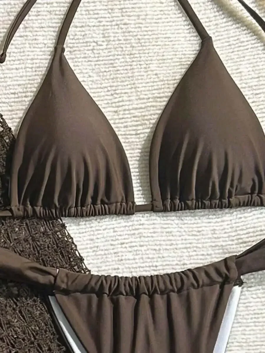 Women Solid Brown Triangle Tie Bikini Set Beach Swimwear Vintage Casual
Women Solid Brown Triangle Tie Bikini Set Beach Swimwear Vintage Casual