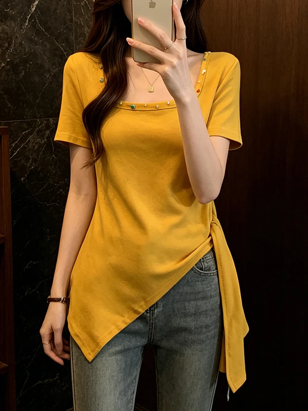 plus Size Women's Summer T-Shirt Bow Tie Shoulder Short Sleeve Slimming Top Korean Style Skin-friendly Breathable Daily Wear
plus Size Women's Summer T-Shirt Bow Tie Shoulder Short Sleeve Slimming Top Korean Style Skin-friendly Breathable Daily Wear