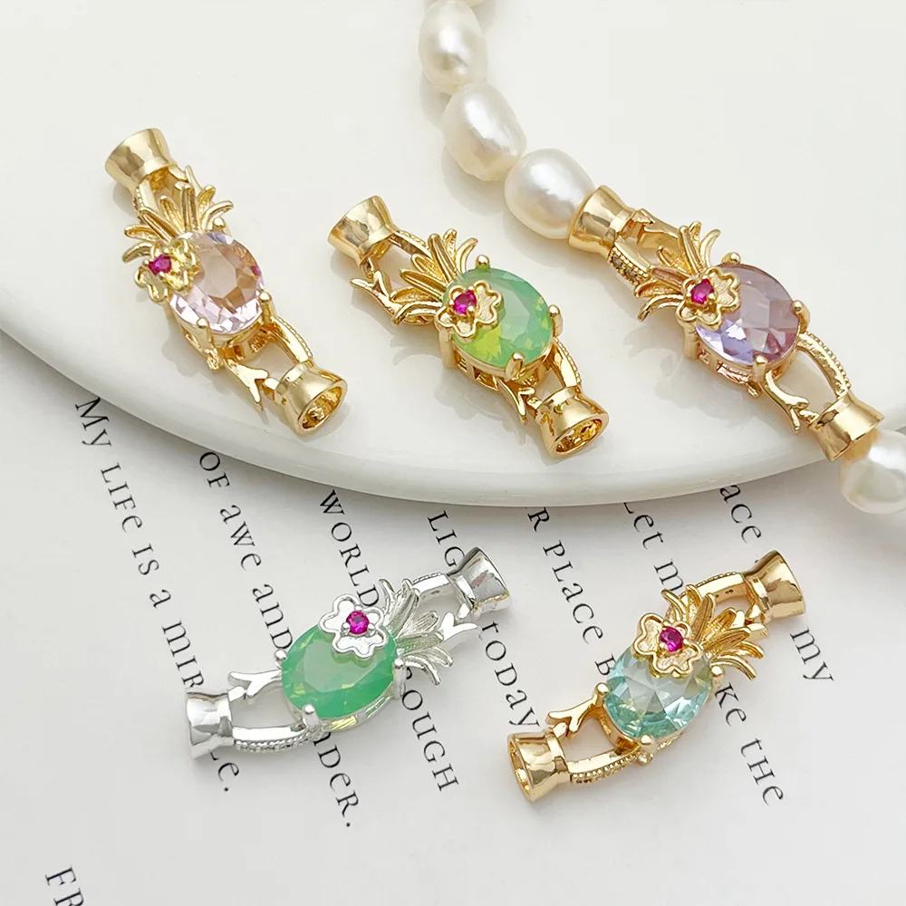 1 Piece Jewelry Making Connecting Clasp Copper Gold-plated Micro-set Zirconia Pineapple DIY Pearl Bracelet Necklace Accessories
1 Piece Jewelry Making Connecting Clasp Copper Gold-plated Micro-set Zirconia Pineapple DIY Pearl Bracelet Necklace Accessories