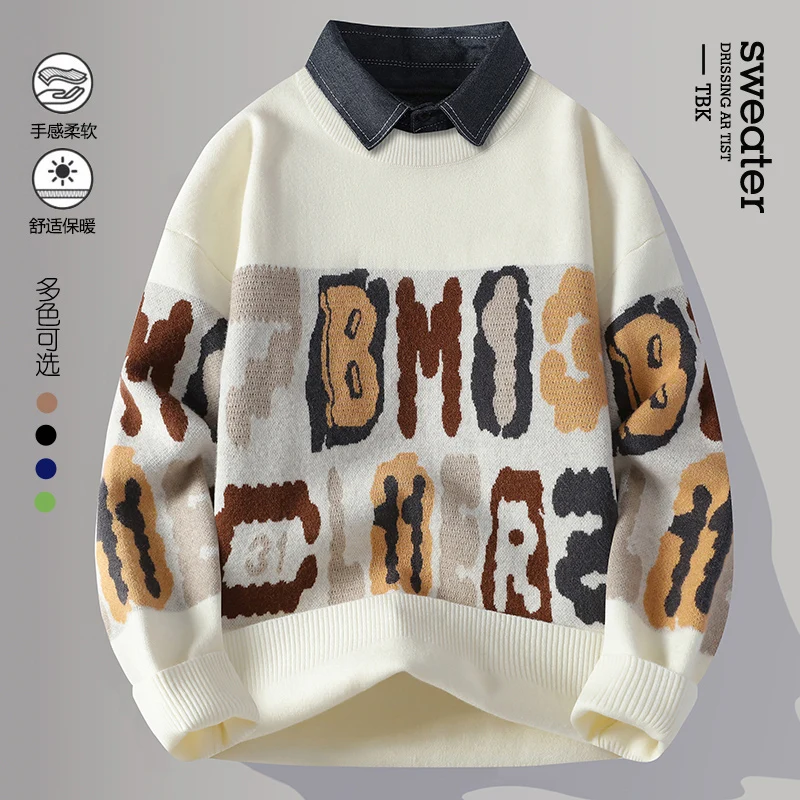 Поддельные два свитера, мужские осенне-зимние новые стильные вязаные свитера с воротником рубашки, мужской базовый свитер с плюшевым теплым свитером для мужчин
Поддельные два свитера, мужские осенне-зимние новые стильные вязаные свитера с воротником рубашки, мужской базовый свитер с плюшевым теплым свитером для мужчин