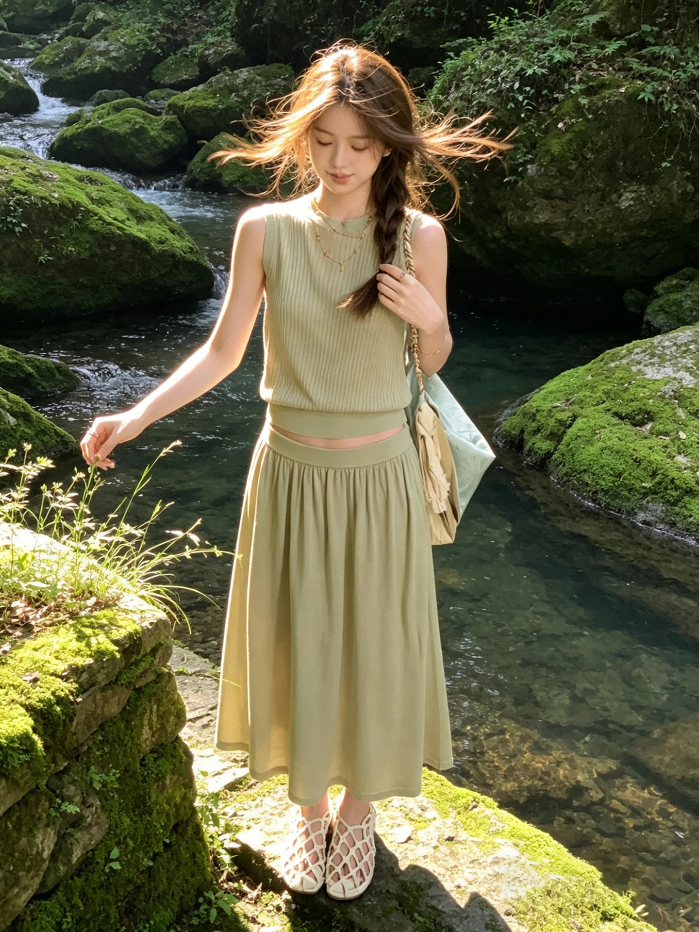 Women's Knitted Sleeveless Vest Top High Waist Skirt Two-Piece Set Summer Loose Slimming Fashion Ensemble round Neck
Women's Knitted Sleeveless Vest Top High Waist Skirt Two-Piece Set Summer Loose Slimming Fashion Ensemble round Neck