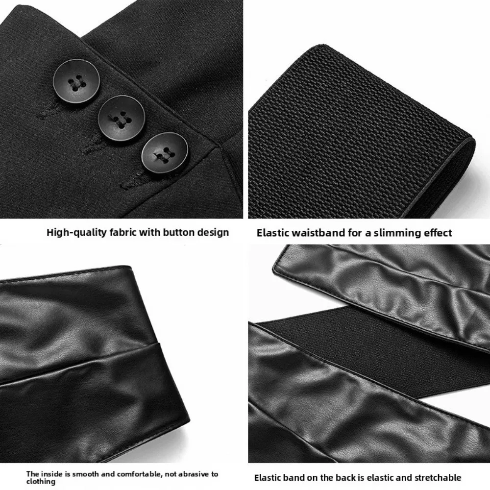 Retro Cloth PU Leather Corset Spicy Girl Button Wide Belt Waistband Goth Wide Cummerbunds Dress
Retro Cloth PU Leather Corset Spicy Girl Button Wide Belt Waistband Goth Wide Cummerbunds Dress