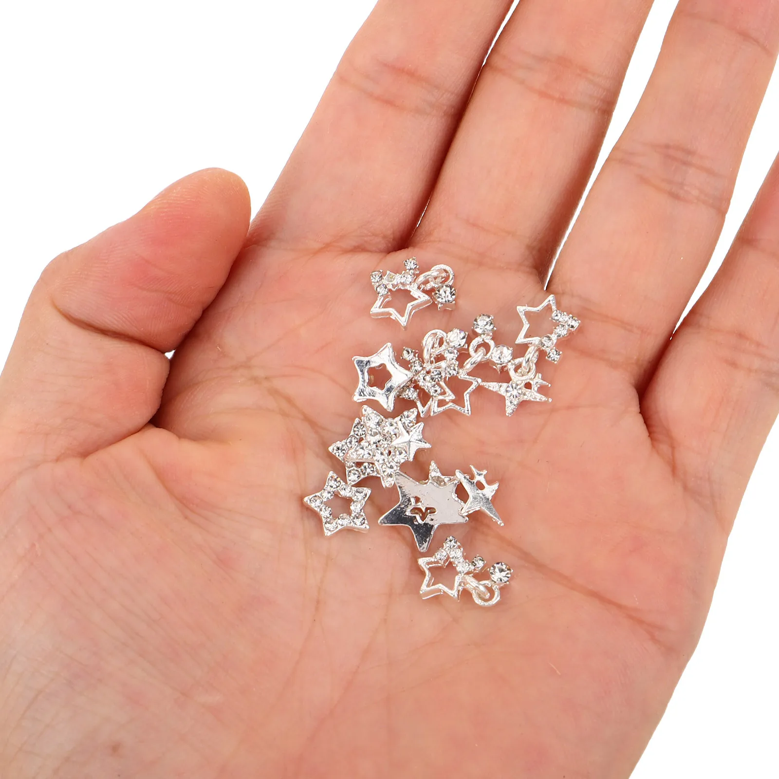 50Pcs Alloy Star Nail Charms Silver Pentagram Rhinestones 3D Hollow Bling Decorations for Acrylic Nails Art Party
50Pcs Alloy Star Nail Charms Silver Pentagram Rhinestones 3D Hollow Bling Decorations for Acrylic Nails Art Party