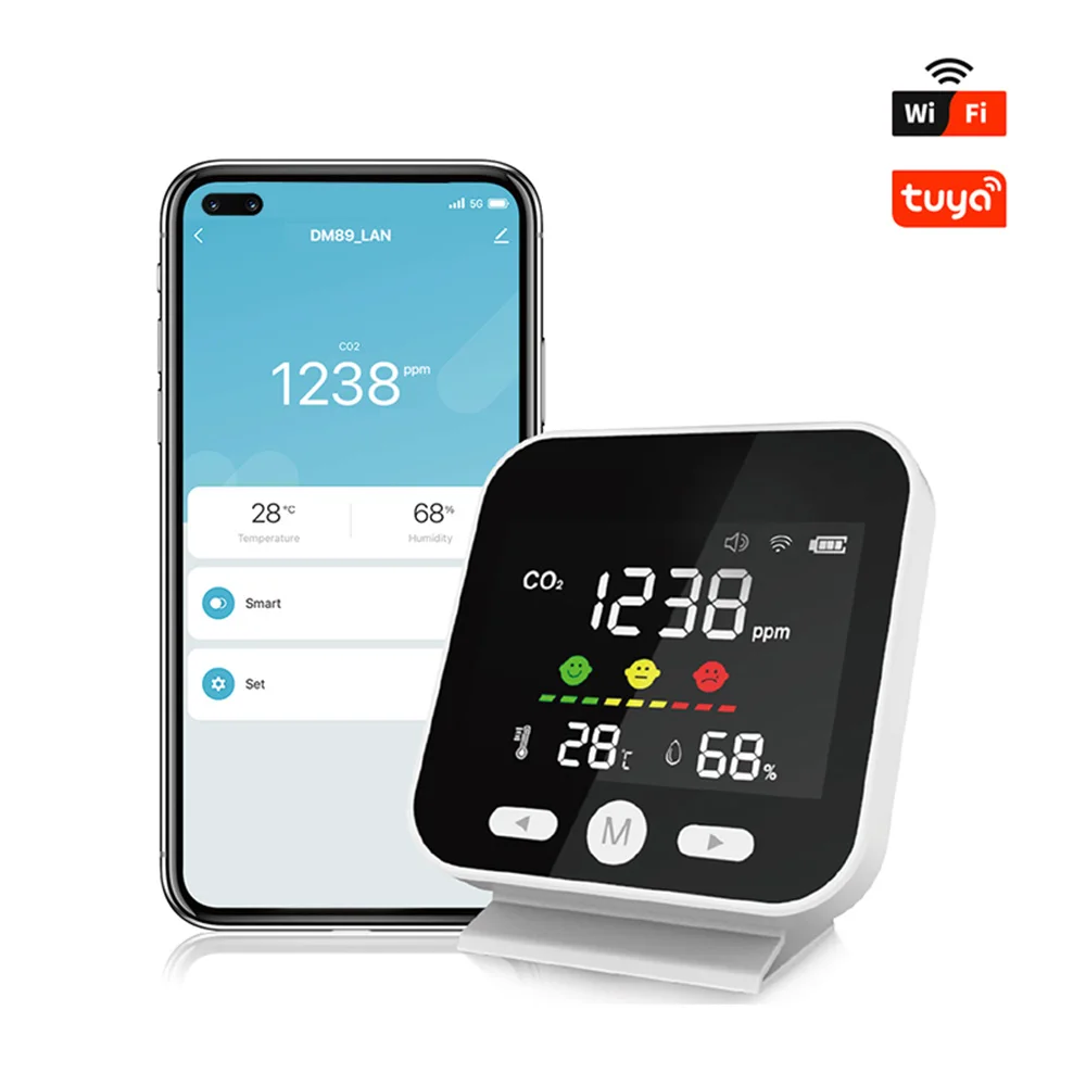 Air Quality Monitor High Precision Temperature Humidity CO2 Infrared Sensor Monitor Indoor Tuya-WIFI Connection CO2 Gas Detector
Air Quality Monitor High Precision Temperature Humidity CO2 Infrared Sensor Monitor Indoor Tuya-WIFI Connection CO2 Gas Detector