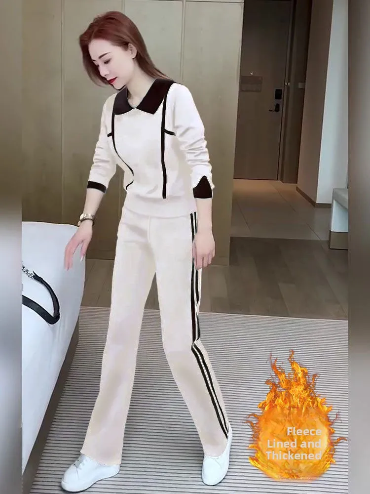 Women's Fce Lined Thiened Sportswear Set 2023 Autumn New Korean Sle Age Defng Sweatirt Wide Leg Pants Two Piece Set
Women's Fce Lined Thiened Sportswear Set 2023 Autumn New Korean Sle Age Defng Sweatirt Wide Leg Pants Two Piece Set