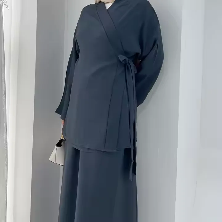 Eid Muslim Women Matching Set Dubai Turkey Dress Kimono Lace Up Tops Skirt Suit Islamic Clothing Abaya Kaftan Outfits Ensembles
Eid Muslim Women Matching Set Dubai Turkey Dress Kimono Lace Up Tops Skirt Suit Islamic Clothing Abaya Kaftan Outfits Ensembles