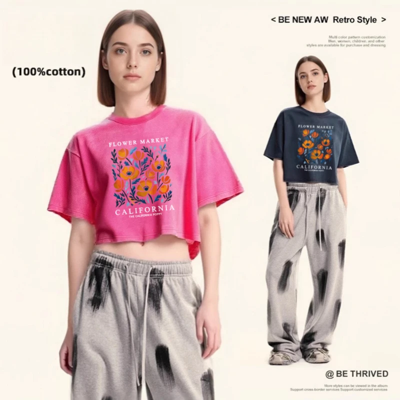 Yellow Flowers Market California Print Summer Cotton Round Neck T-shirt Washed Loose O Neck Short Sleeved Women Top
Yellow Flowers Market California Print Summer Cotton Round Neck T-shirt Washed Loose O Neck Short Sleeved Women Top