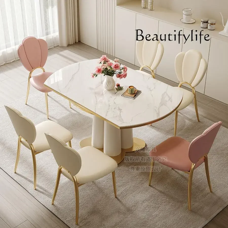 Rock slab dining table and chair combination simple retractable folding square and round dual-purpose variable round table
Rock slab dining table and chair combination simple retractable folding square and round dual-purpose variable round table