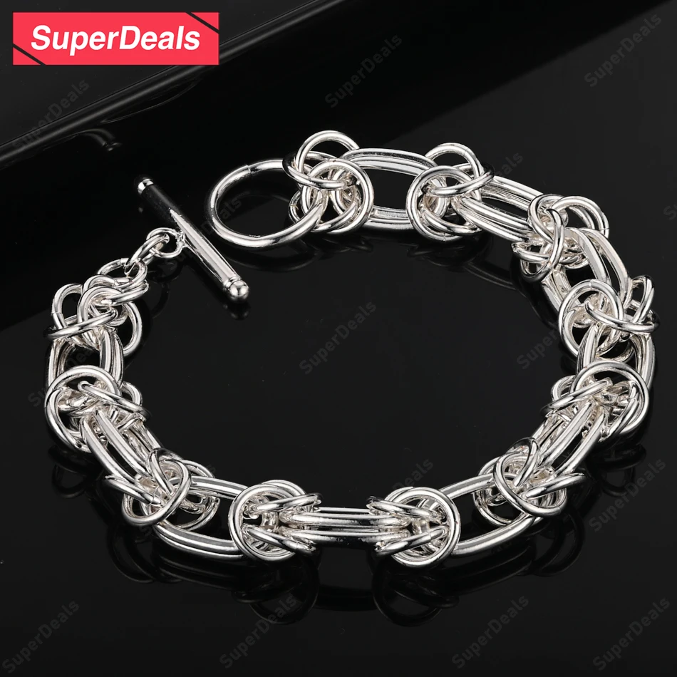 SuperDeals 925 Sterling Silver Bracelet Oval Chain Hip Hop Men Fashion Trend Jewelry Women Birthday Party Gift Accessories
SuperDeals 925 Sterling Silver Bracelet Oval Chain Hip Hop Men Fashion Trend Jewelry Women Birthday Party Gift Accessories